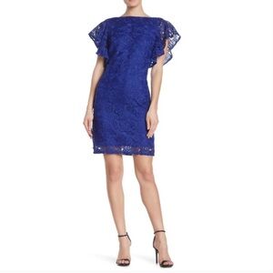 NWOT Marina Flutter Sleeve Royal Blue Lace Dress S